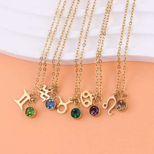 18K gold zodiac birthstone constellation necklace
