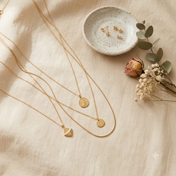 Necklaces lifestyle flatlay