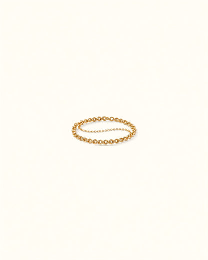 Chunky gold chain anklet on cream background — Bare Gold waterproof jewelry