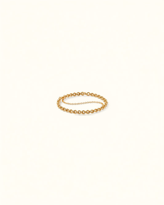 Chunky gold chain anklet on cream background — Bare Gold waterproof jewelry