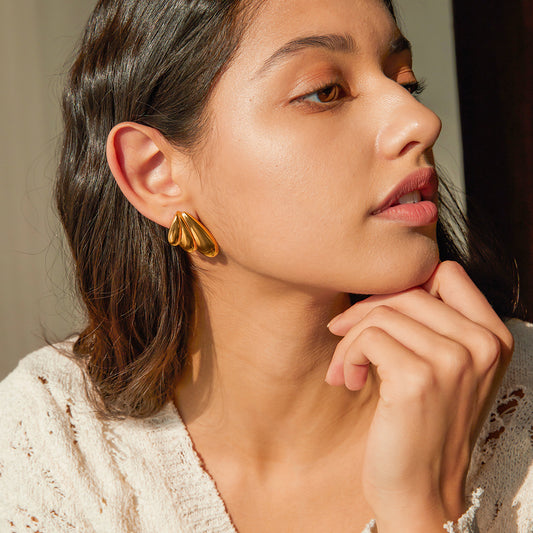 Wing charm earrings, 18K gold-plated waterproof