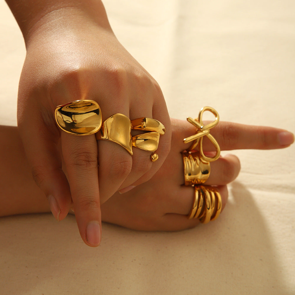 Everyday stacking ring, 18K gold-plated waterproof