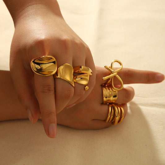 Everyday stacking ring, 18K gold-plated waterproof
