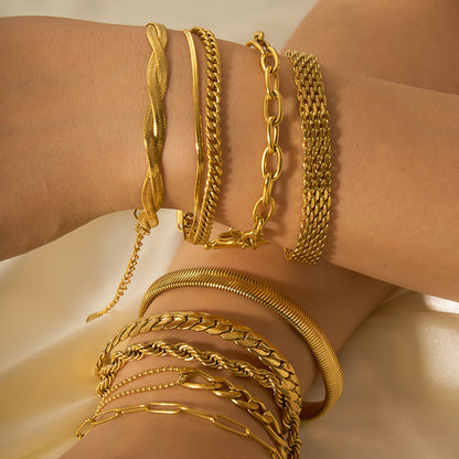 18K gold waterproof chain bracelet set