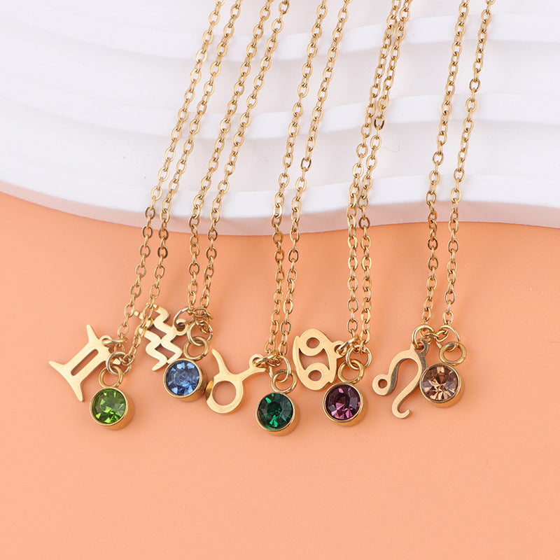 18K gold zodiac birthstone constellation necklace