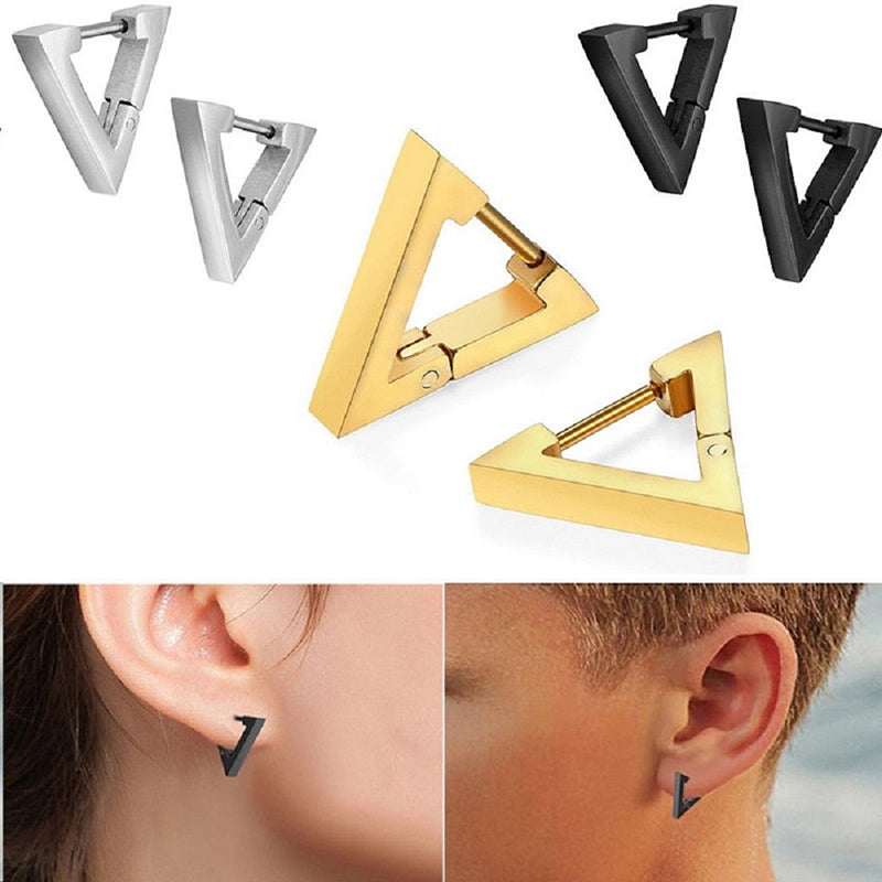 Geometric huggie hoop earrings, 18K gold-plated waterproof